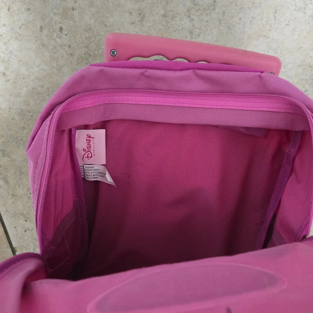 Disney Princess Rolling Backpack Pink Belle Cinderella Aurora Kids Travel Bag
